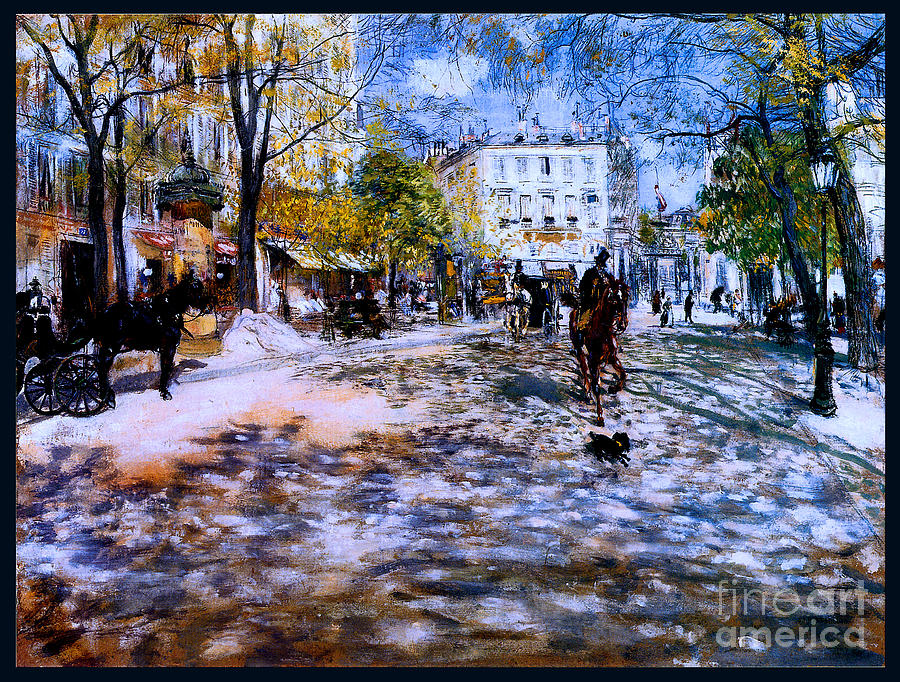 Boulevard in Paris 1888 Painting by Jean-Francois Raffaelli
