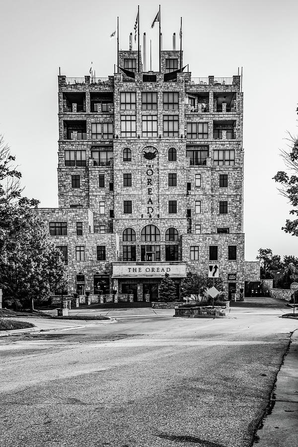 Boulevard View Of The Oread Hotel - Black And White Photograph