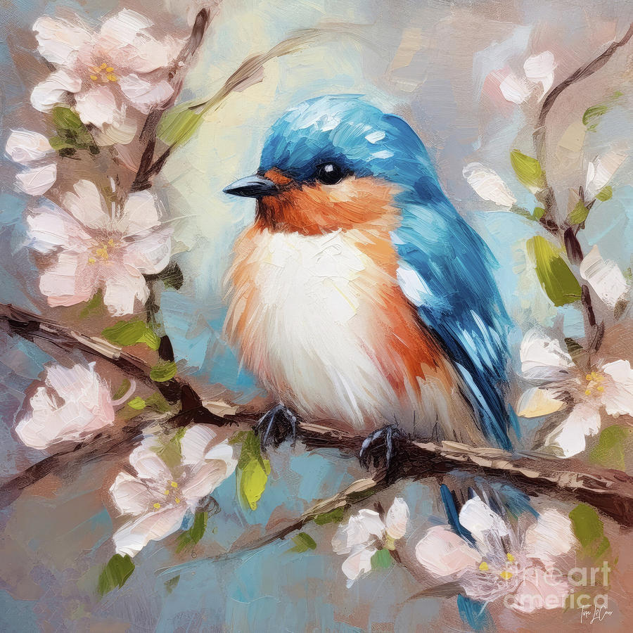 Bountiful Bluebird Painting by Tina LeCour