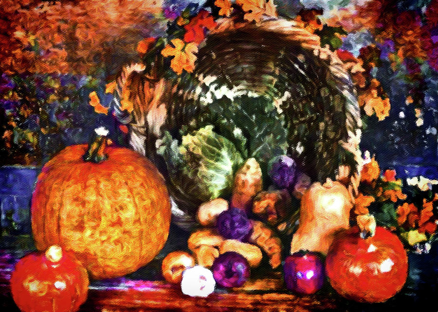 Pumpkin Digital Art - Bountiful Harvest by Susan Maxwell Schmidt