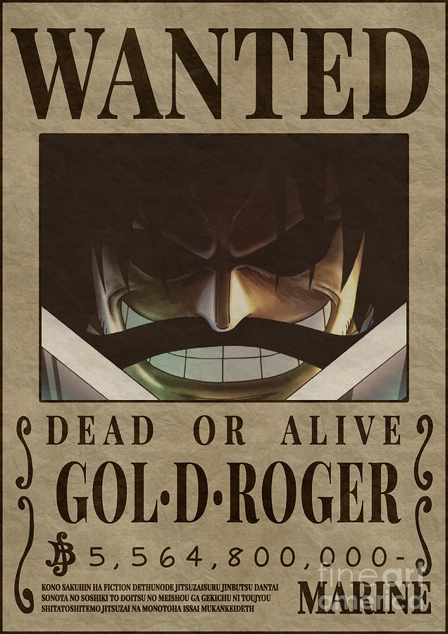 Bounty Gold Roger Wanted One Piece Digital Art by Anime One Piece - Pixels