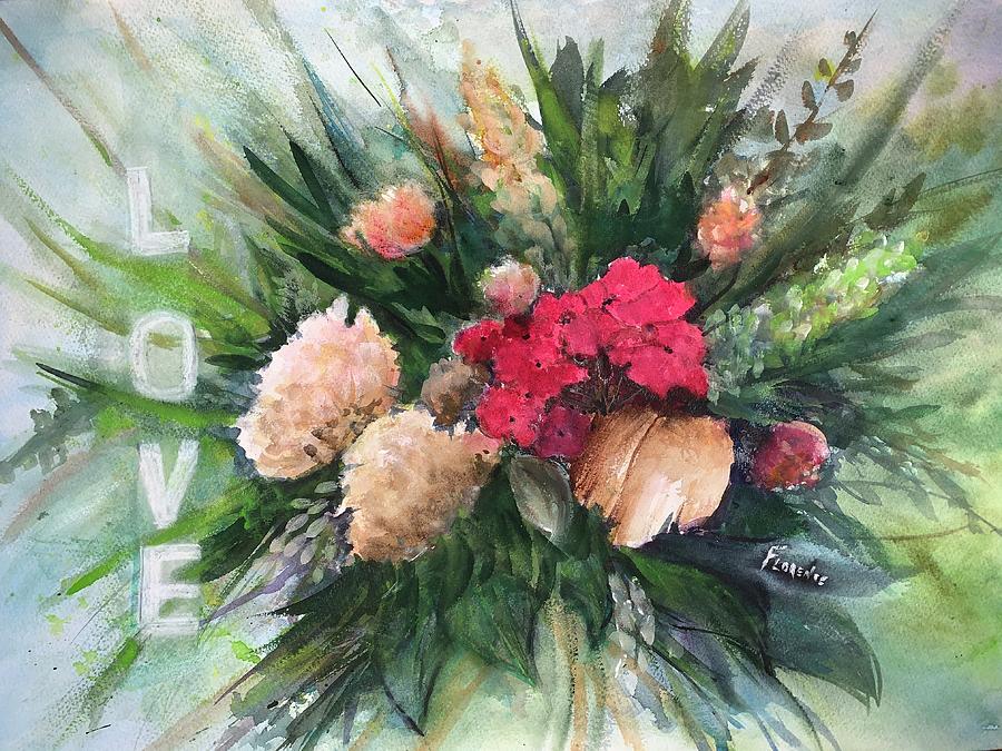 Bouquet  Painting by Paintings by Florence - Florence Ferrandino