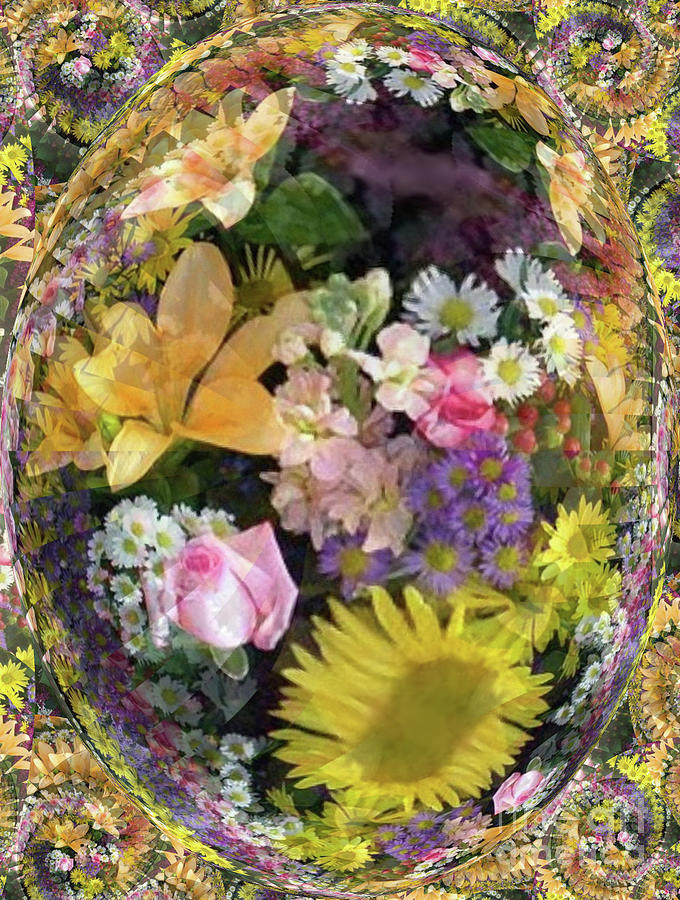 Bouquet Fractal Trace in Egg Digital Art by Charles Robinson