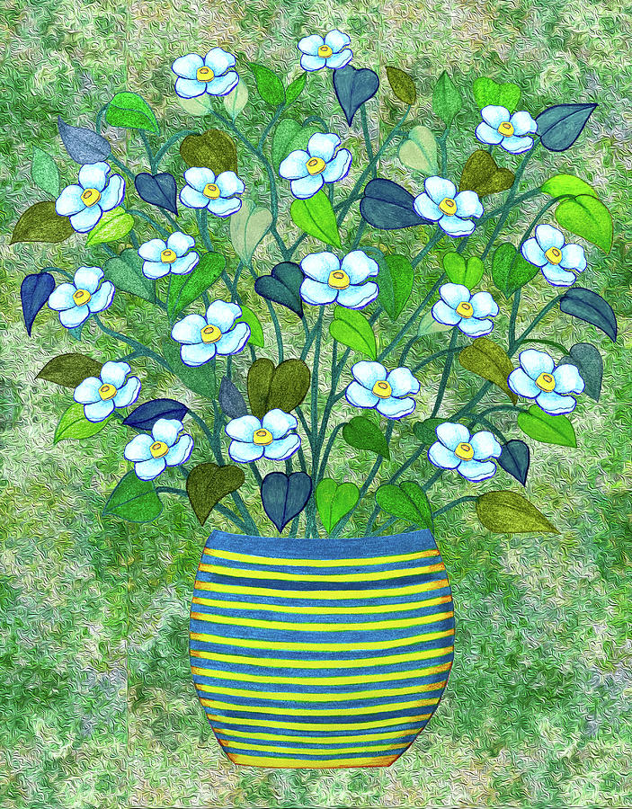 Bouquet of Blue Flowers Mixed Media by Lorena Cassady