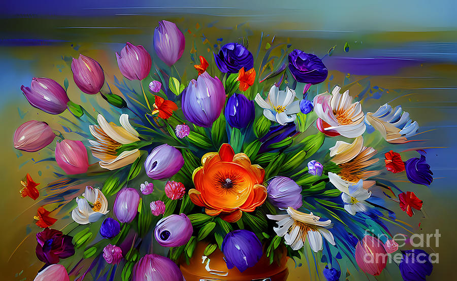 Flower Digital Art - Symphony of spring flowers by Viktor Birkus