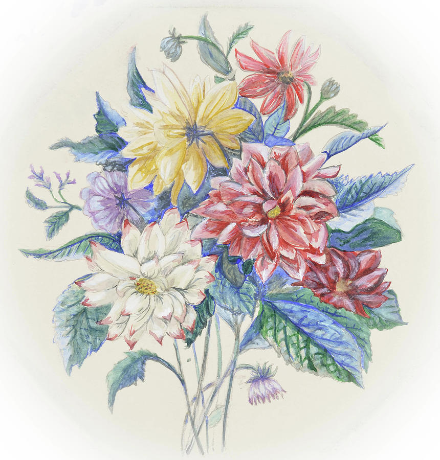 Bouquet of Dahlias Painting by Elizabeth Fulton | Fine Art America