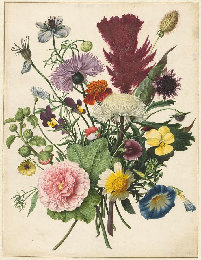 Bouquet of flowers, anonymous, 1680 Painting by MotionAge Designs