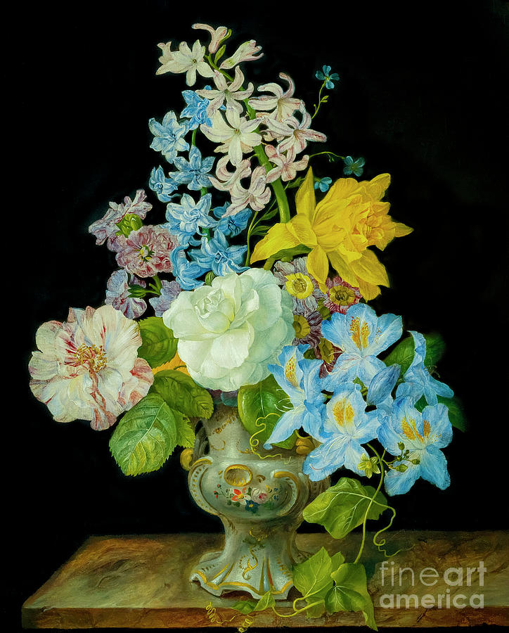 Bouquet of Flowers in a Porcelain Vase by Franz Xaver Petter Photograph by Carlos Diaz