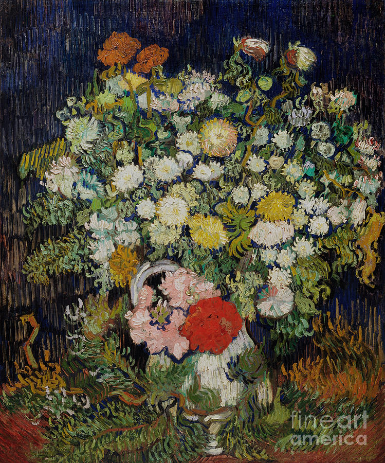 Bouquet of Flowers in a Vase, 1890, Vincent Van Gogh Painting by Kithara Studio