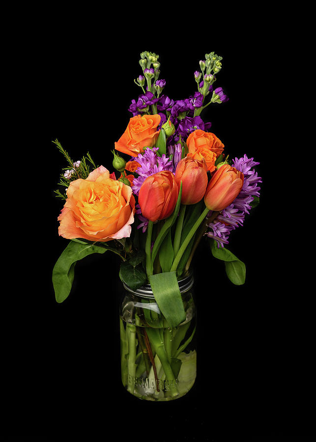Bouquet of Flowers on Black Background Photograph by Sal Augruso - Pixels