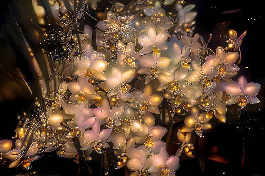 Bouquet of Glitter Mixed Media by Debra Kewley