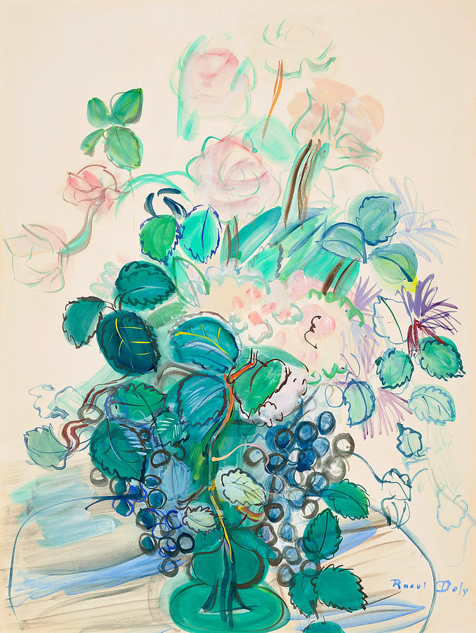 Bouquet of Grapes and Roses Painting by Raoul Dufy