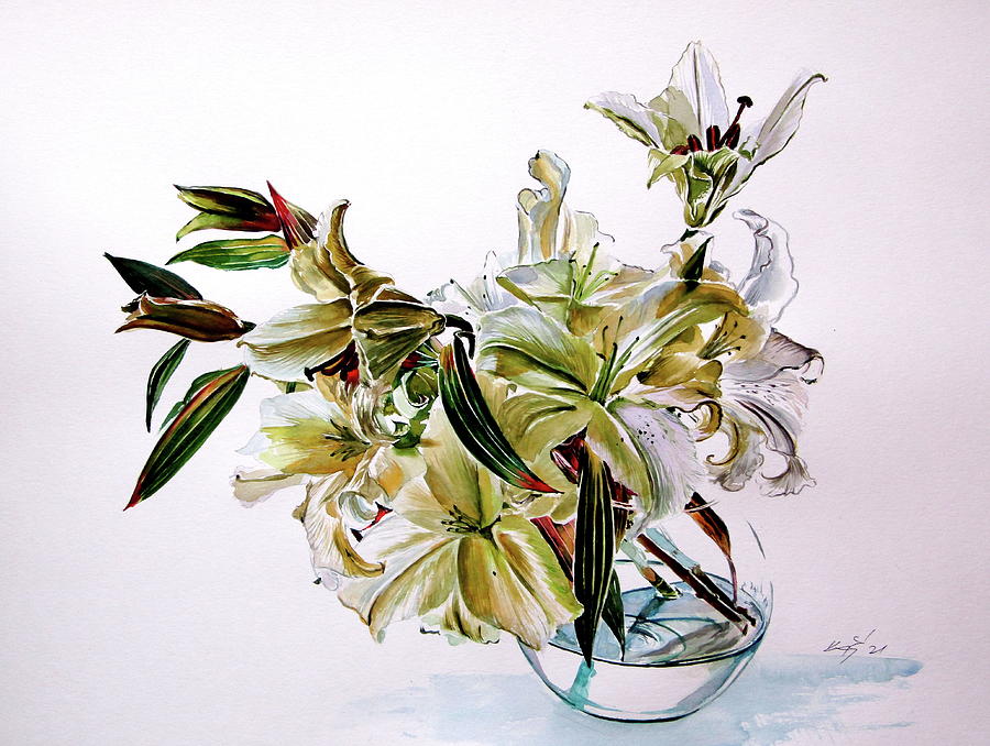 Bouquet of lily /Casa Blanca/ Painting by Kovacs Anna Brigitta