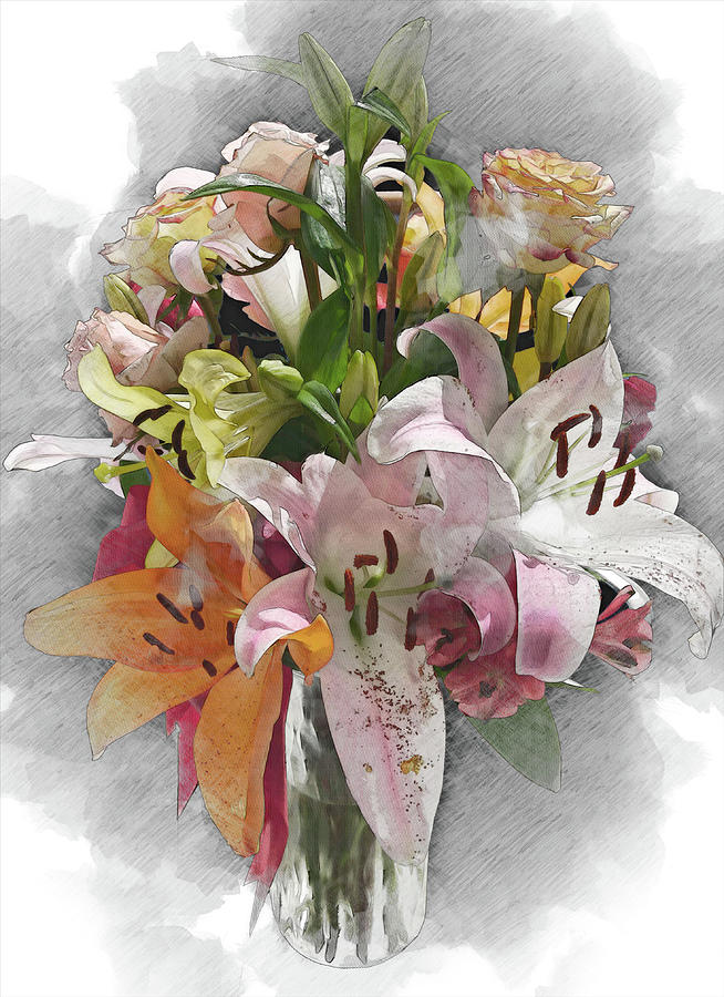 Bouquet of Pretty Flowers Mixed Media by Pheasant Run Gallery