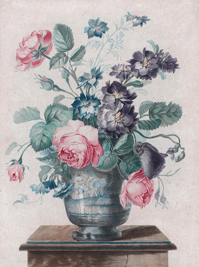 Bouquet of Roses Larkspur and Convolvulus Painting by Louis Marin Bonnet