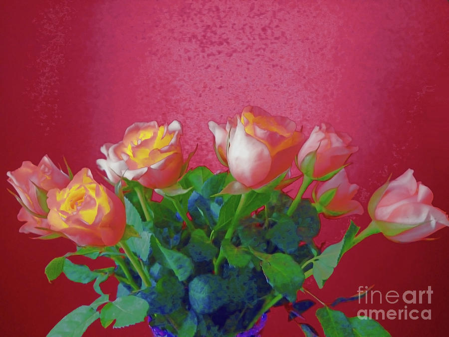 Bouquet Of Roses Painted Photograph by Jasna Dragun