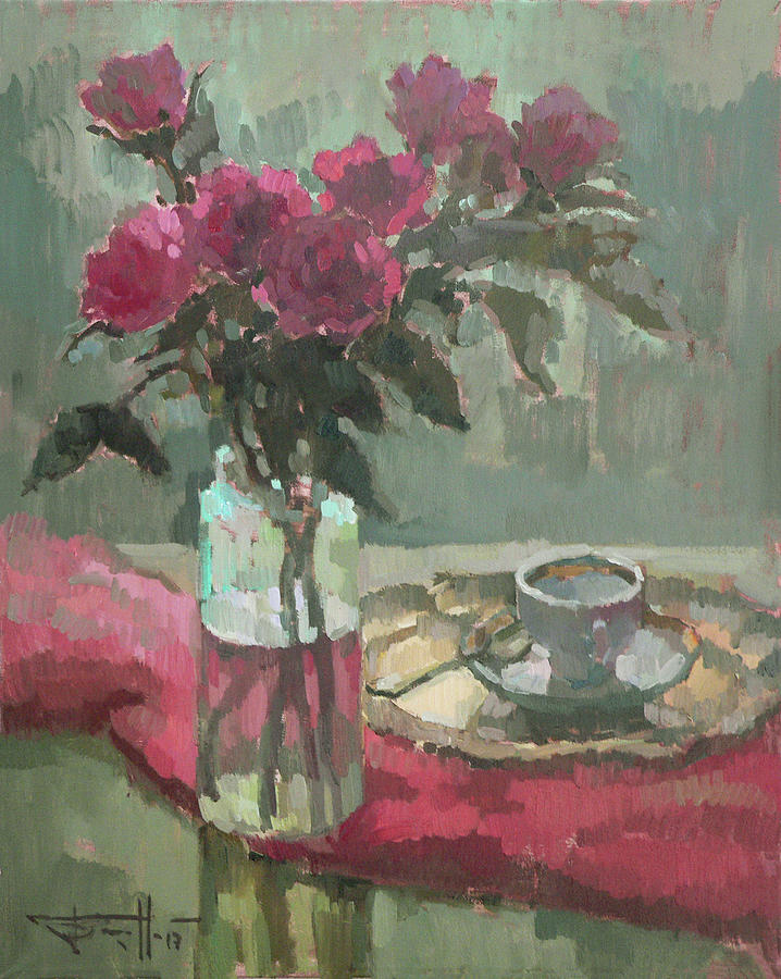 Still Life Painting - Bouquet of roses - VBP170406 by Vera Bondare