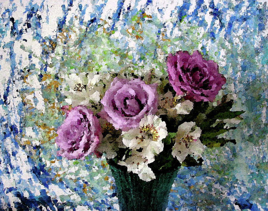 Bouquet of Three Purple Roses art print by artist Cori Carroll Photograph by Corinne Carroll