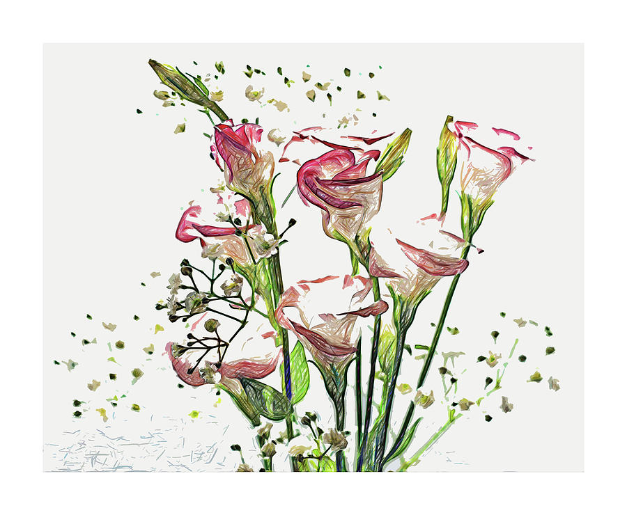 Bouquet of Tulips, rough sketch ca. 2020 Painting by Celestial Images