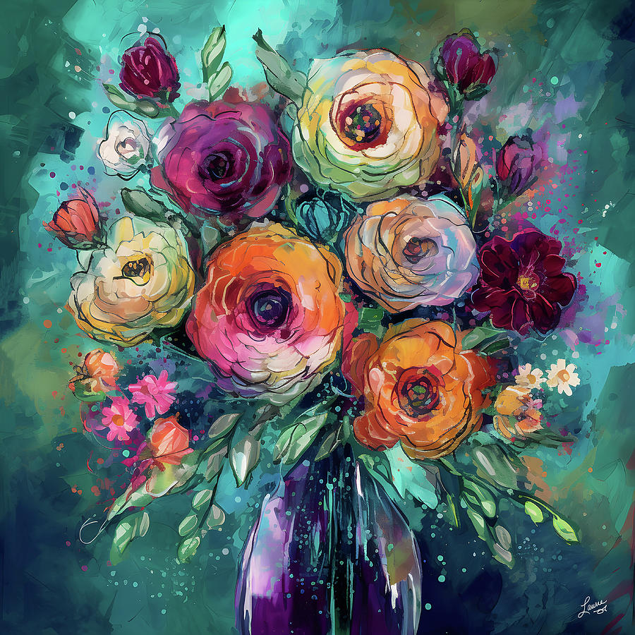 Bouquet of Vibrant Blooms #1 Digital Art by Laurie Williams
