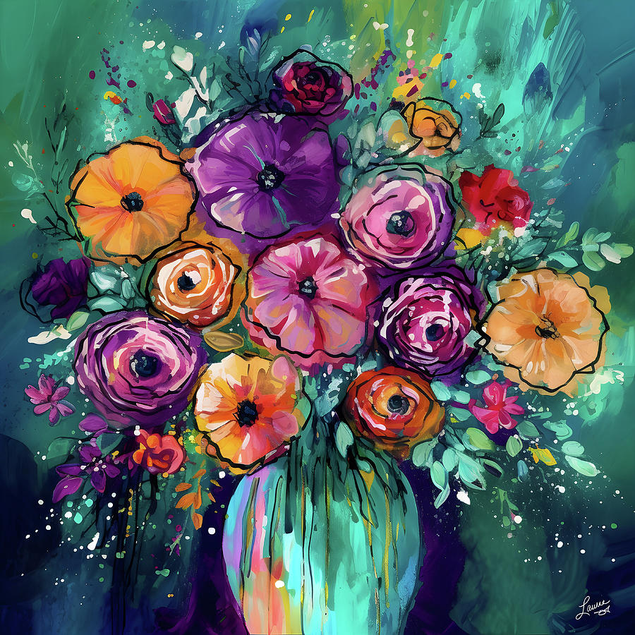 Bouquet of Vibrant Blooms #4 Digital Art by Laurie Williams