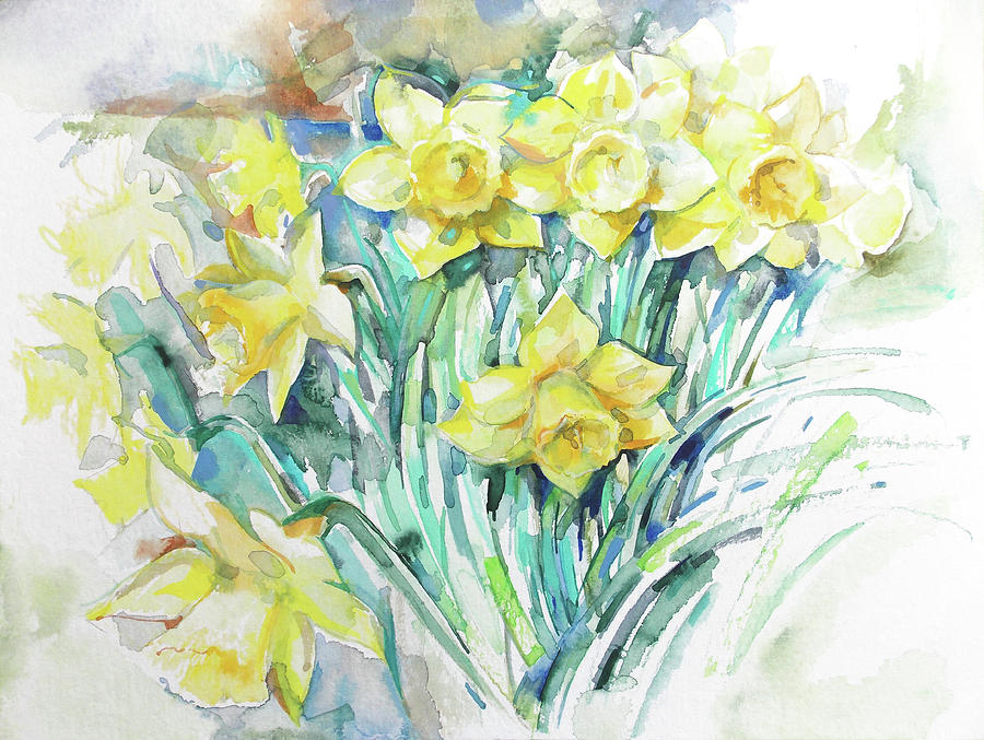 Bouquet of Yellow Daffodils Painting by Katya Atanasova