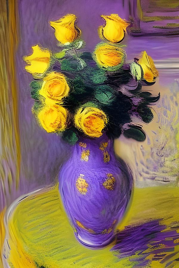 Bouquet of Yellow Roses Digital Art by Katrina Gunn