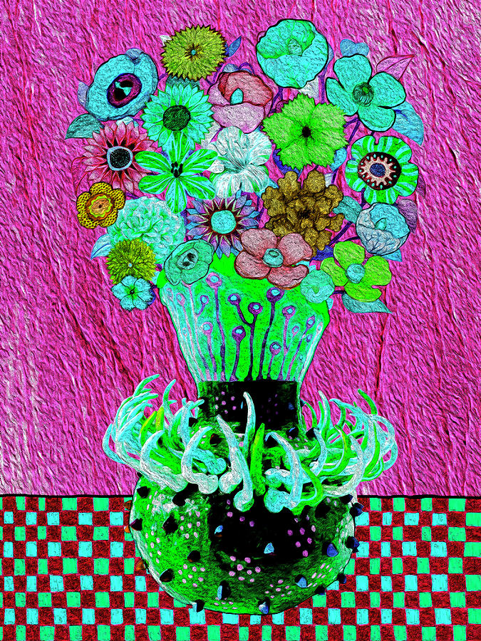 Bouquet on Pink Mixed Media by Lorena Cassady