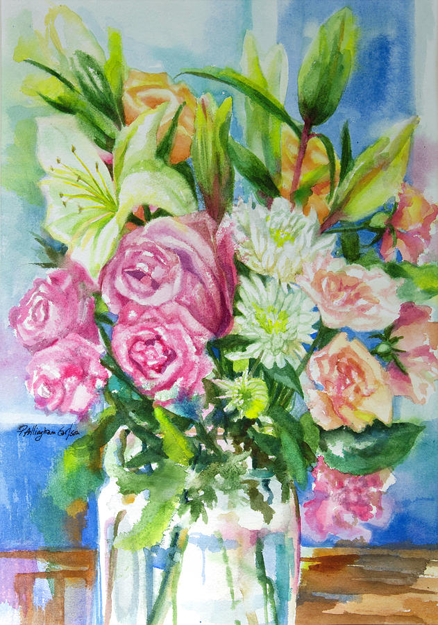 Bouquet With Pink Roses Painting