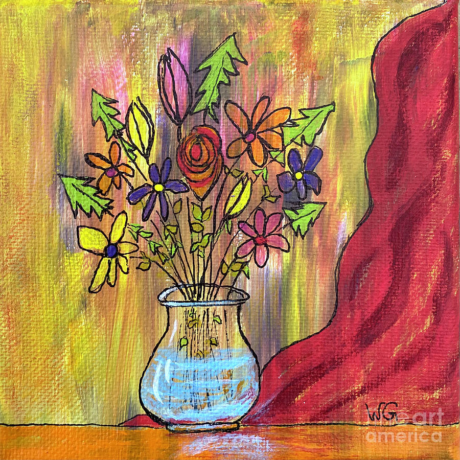 Bouquet with Red Cloth Painting by Wendy Golden