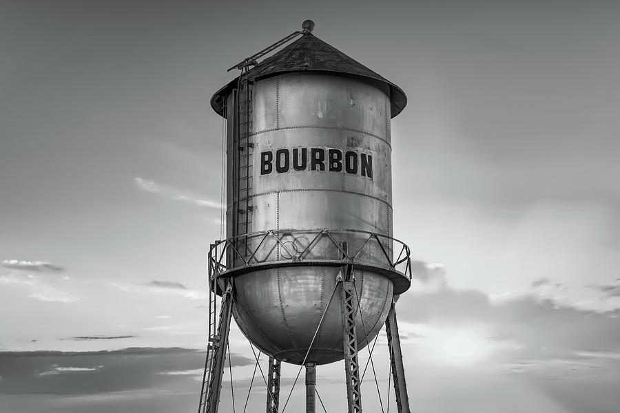 Bourbon Barrel Tank - Black and White Sunset Photograph by Gregory Ballos