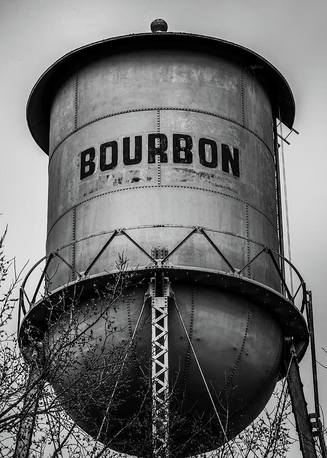 Bourbon Barrel Water Tower - Monochrome Photography Photograph by Gregory Ballos