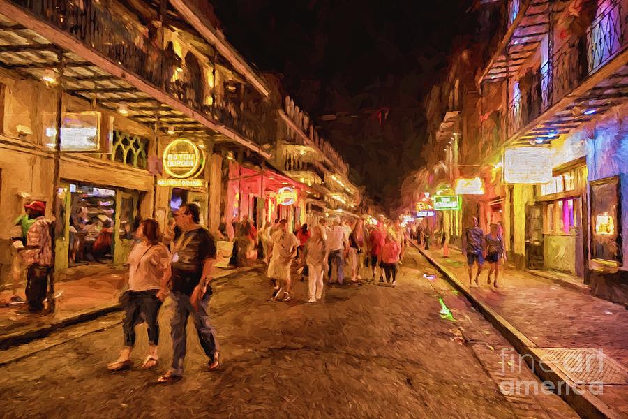 Bourbon Street At Night, French Quarter, New Orleans Photograph