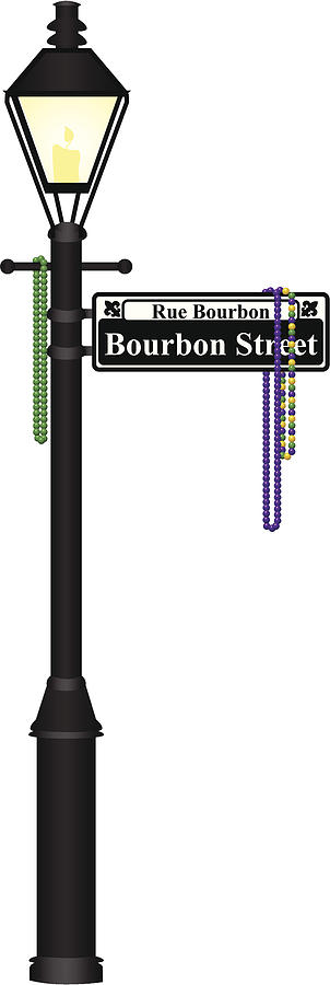 Bourbon Street Lamp Post Drawing by Flyinggiraffestudio