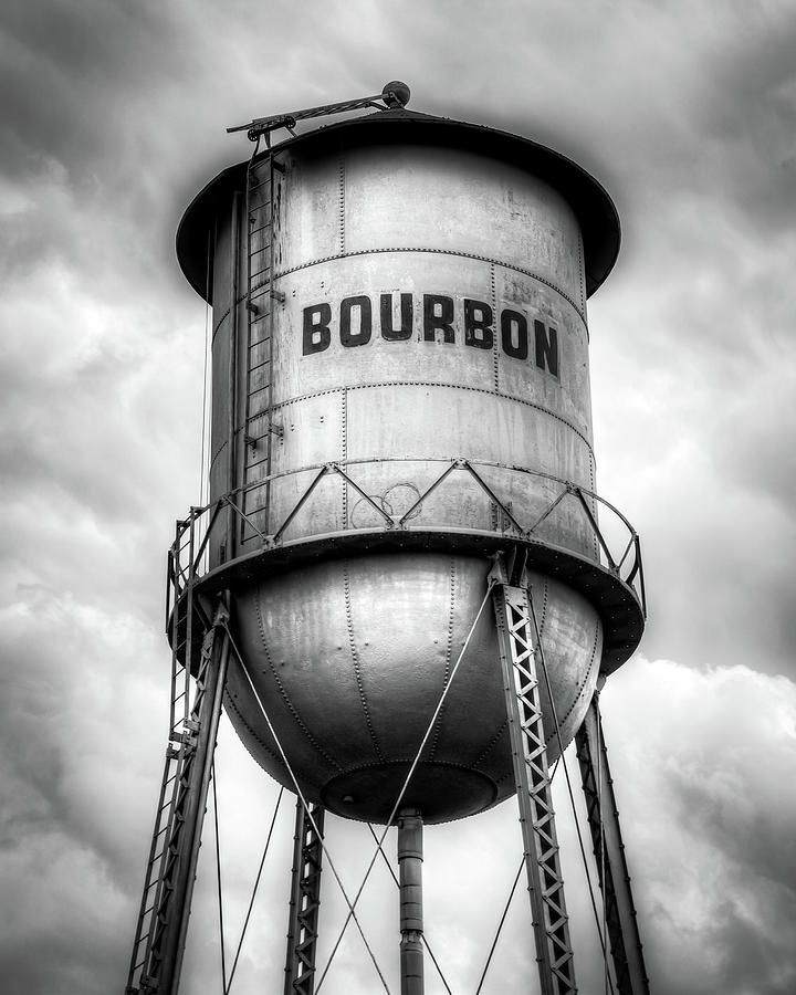 Bourbon Tank In The Clouds - Bw Monochrome Edition Photograph