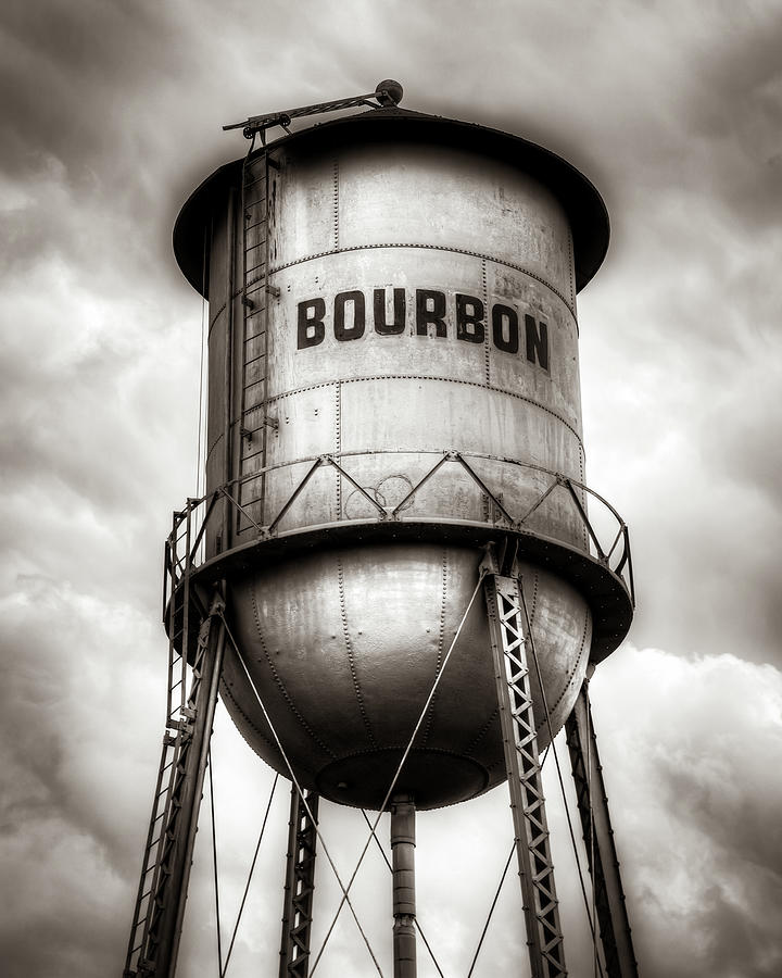Bourbon Tank In The Clouds - Sepia Edition Photograph