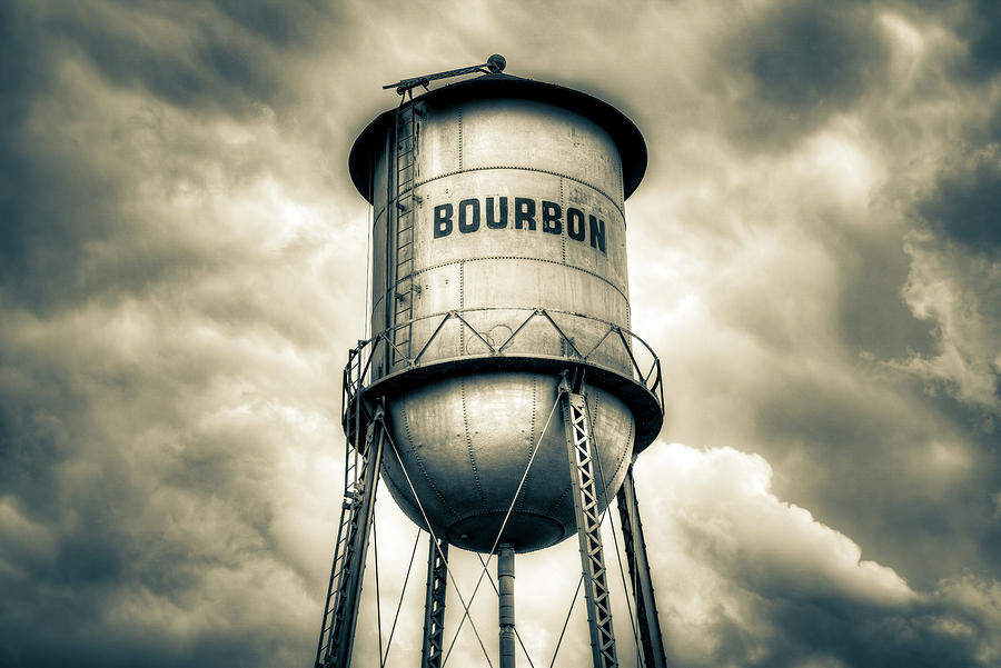 Bourbon Tower and Cloudy Sky Vignette in Sepia Photograph by Gregory Ballos