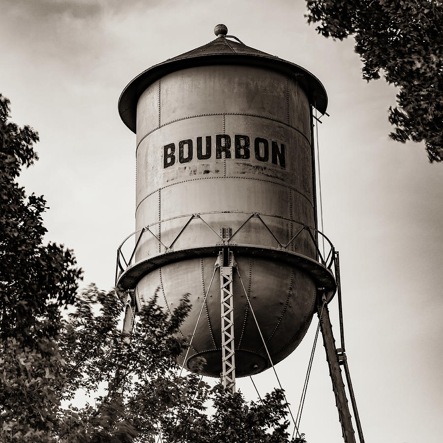 Bourbon Tower Bordered By Leaves - Sepia Photograph by Gregory Ballos
