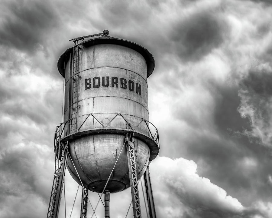 Bourbon Tower in the Clouds - Black and White Edition Photograph by Gregory Ballos