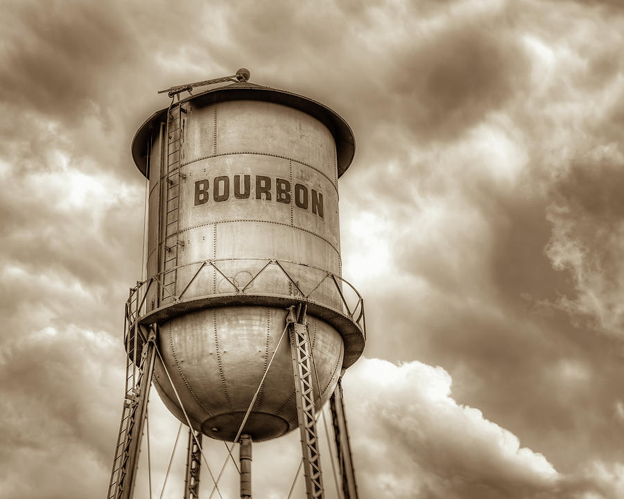 Bourbon Tower in the Clouds - Sepia Edition Photograph by Gregory Ballos