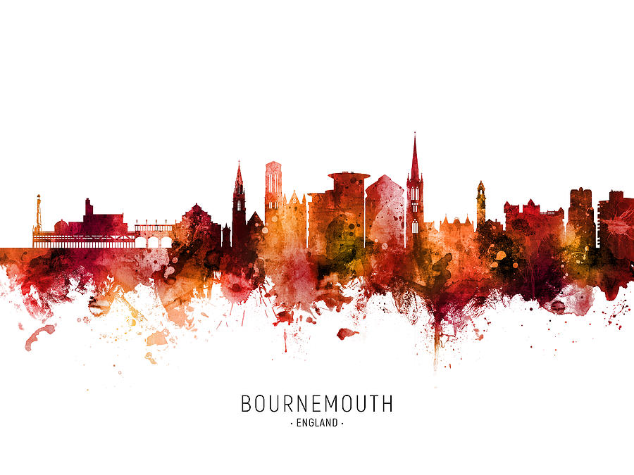 Bournemouth England Skyline #69 Digital Art by Michael Tompsett