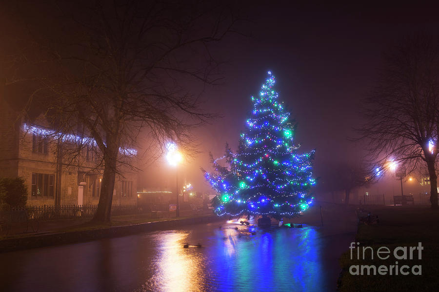 Bourton on the Water Christmas in the Fog Photograph by Tim Gainey