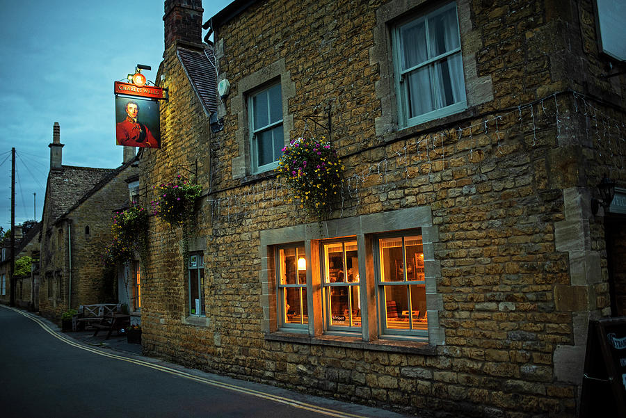 Bourton on the Water Cotswolds UK United Kingdom England Dusk Sherborne St Photograph by Toby McGuire