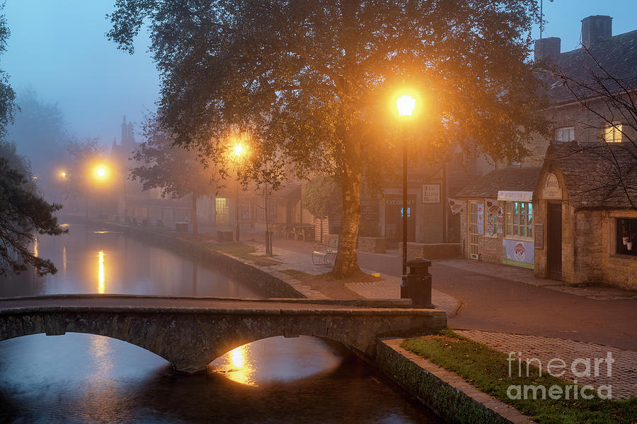 Bourton on the Water Early Morning Autumn Fog Photograph by Tim Gainey