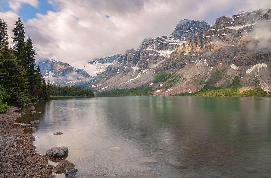 Bow Lake And The Rockies Photograph by Jonathan Nguyen