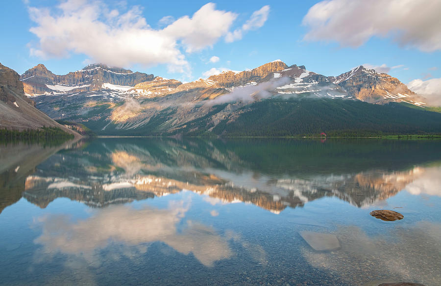 Bow Lake Reflection Photograph by Jonathan Nguyen