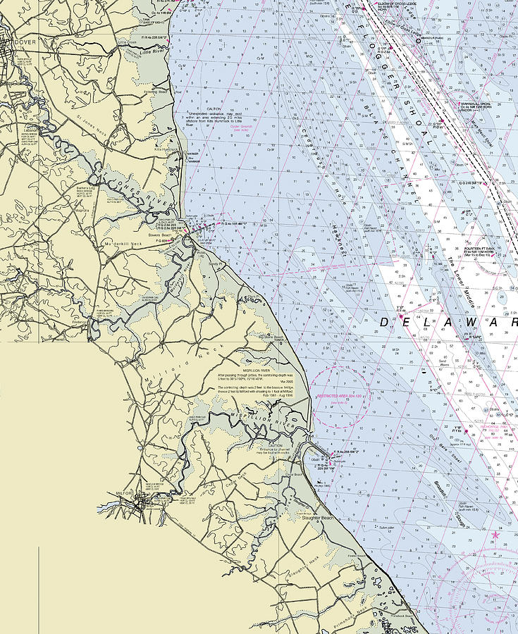 Bowers Beach Delaware Nautical Chart Digital Art by Sea Koast Pixels