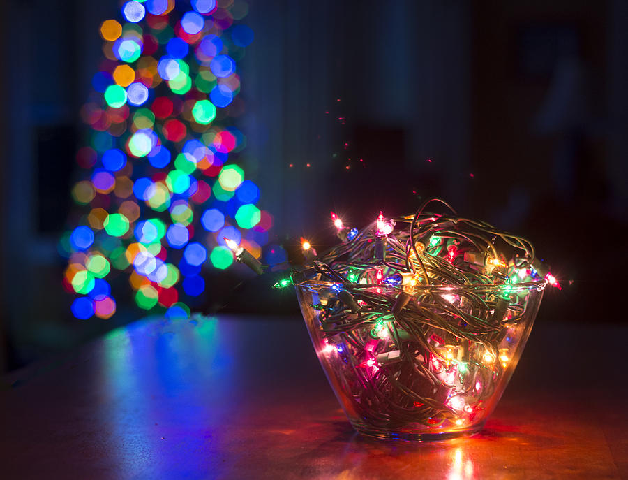Bowl of Christmas Lights Photograph by Joyfnp