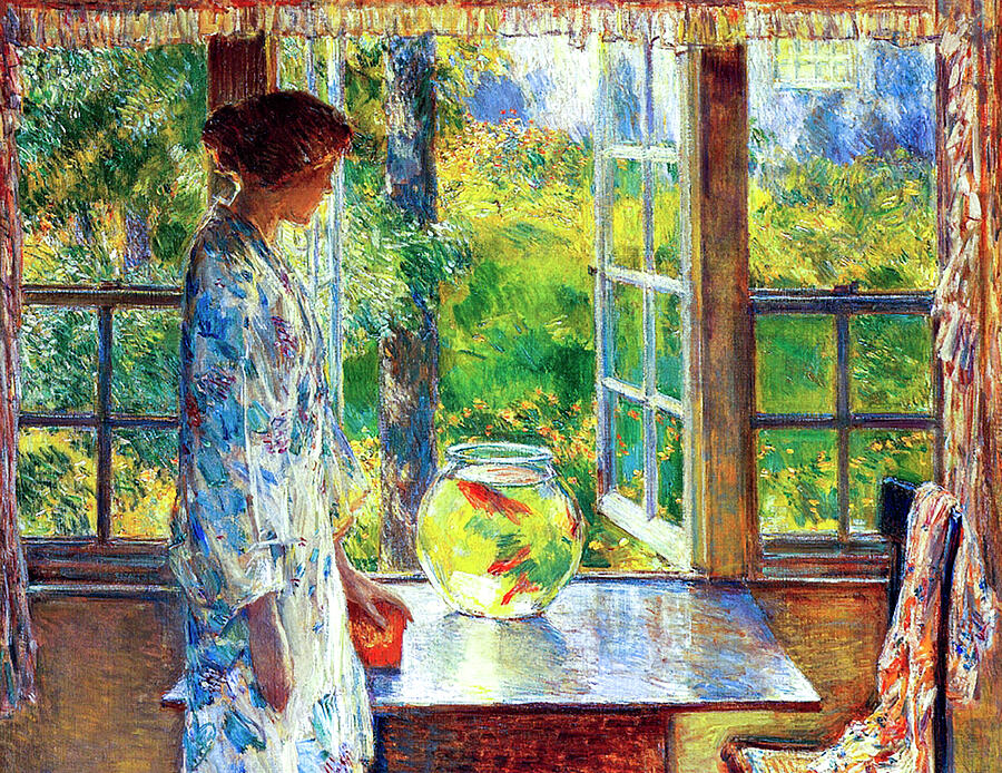 Fish Painting - Bowl of Goldfish by Childe Hassam 1912 by Frederick Childe Hassam