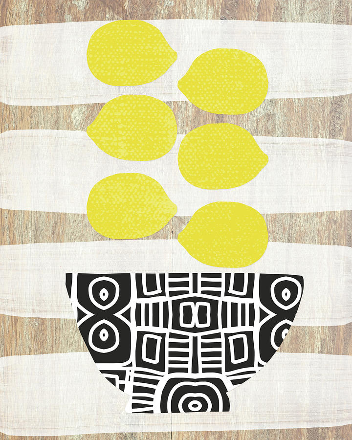 Bowl Of Lemons 2- Art by Linda Woods Mixed Media by Linda Woods